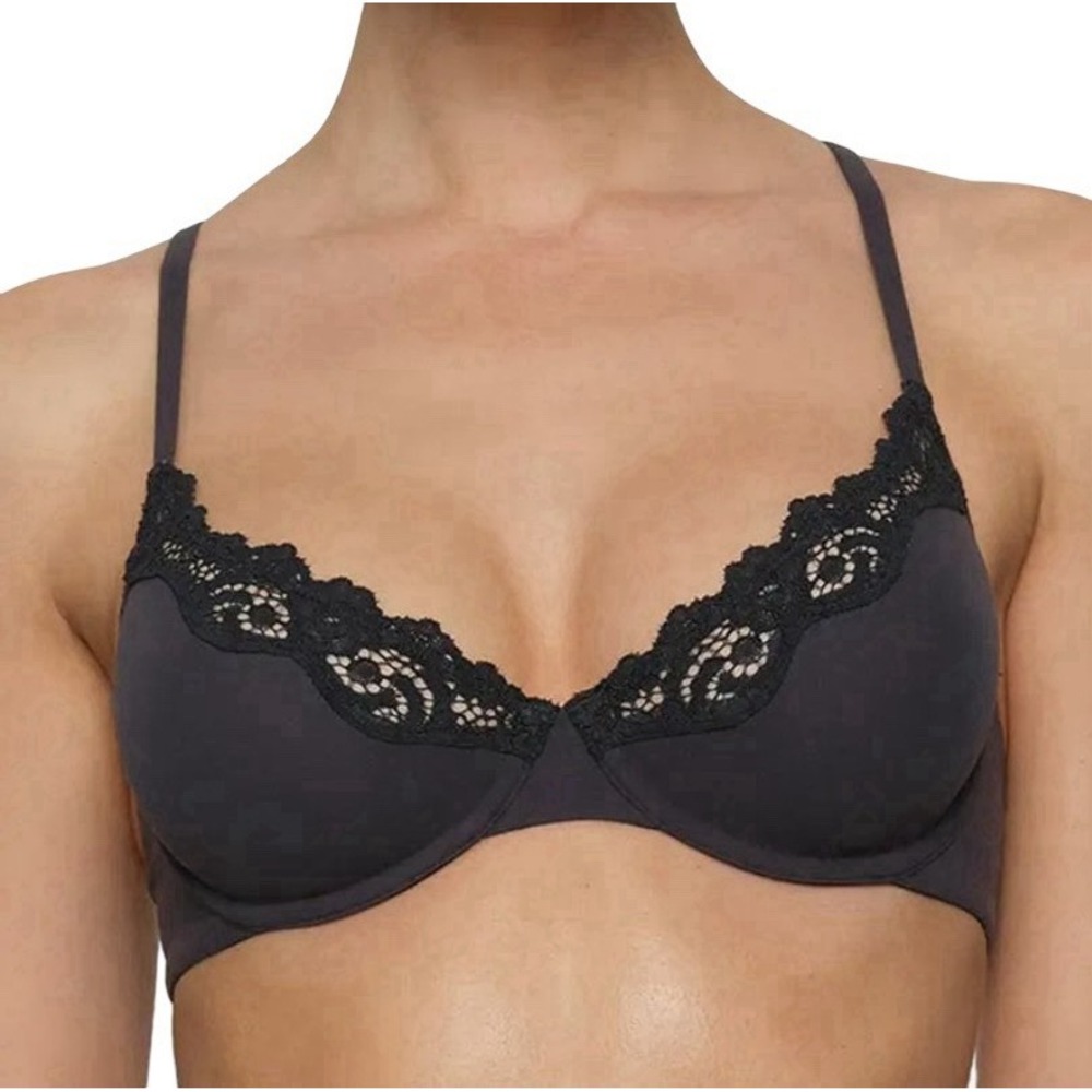 Skims Fits Everybody Lace Unlined Demi Bra - Onyx - NWT - 36B